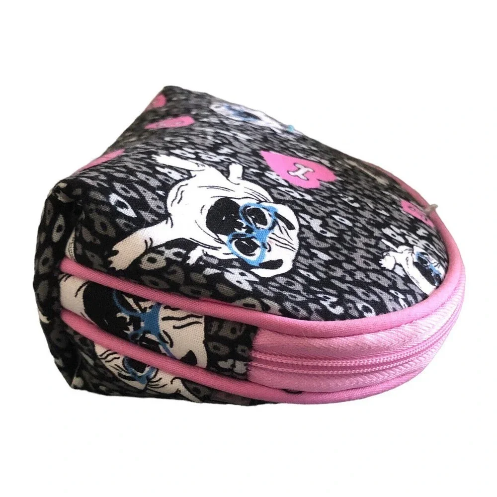NEW Enchante Accessories Pug In Glasses Dog Themed Cosmetic Makeup Travel Bag